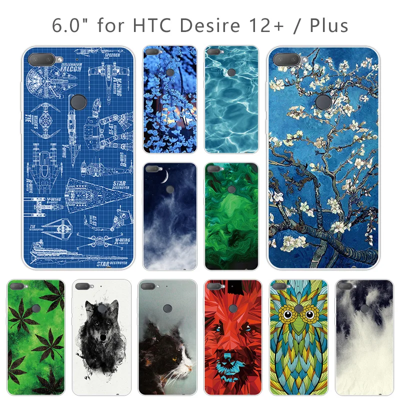 TPU for HTC Desire 12 Plus Fitted Green Case 6.0&quot Transparent Ultra Thin Soft Silicone 12+ Back Phone Cover |