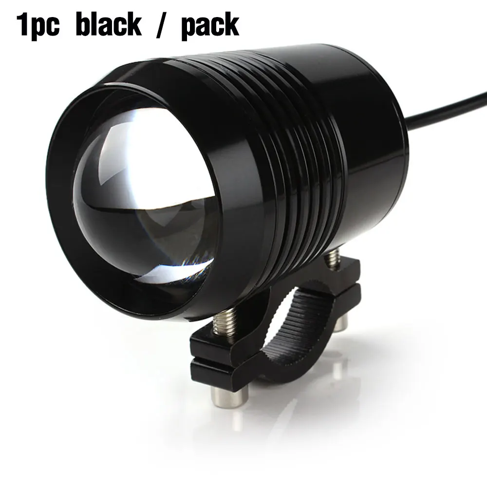 black 1pc 2 шт. мотоциклетный головной светильник U2 1200лм 30 Вт Высокий Низкий Светодиодный прожектор для вождения, головной светильник, налобный светильник черного и серебристого цвета - Цвет: black 1pc