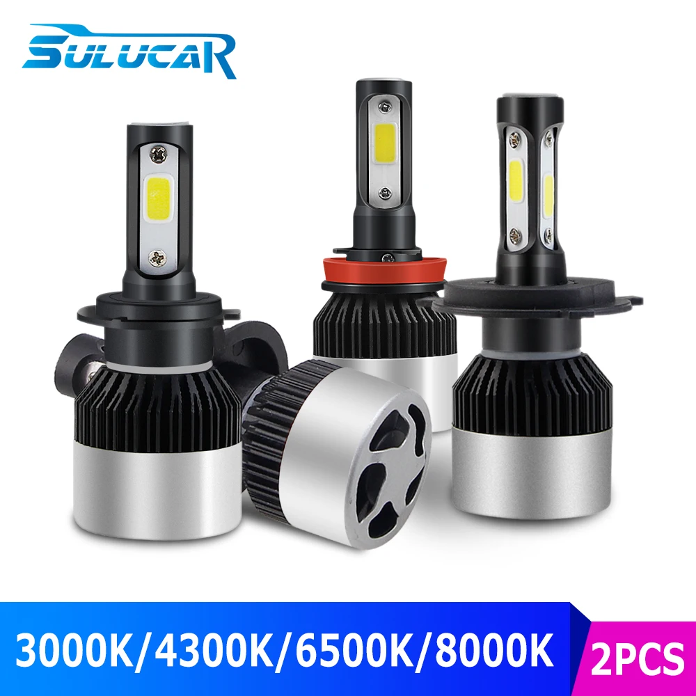 SULUCAR H4 светодиодный H7 H11 H8 HB4 H1 H3 HB3 для автомобильных фар 72 Вт 8000LM авто фары 3000K 4300K