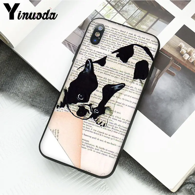 Book newspaper background Cute French Bulldog Phone CaseFor iphone 12 11 Pro Max 5 5Sx 6 7 8plus X XS MAX XR | Мобильные телефоны и
