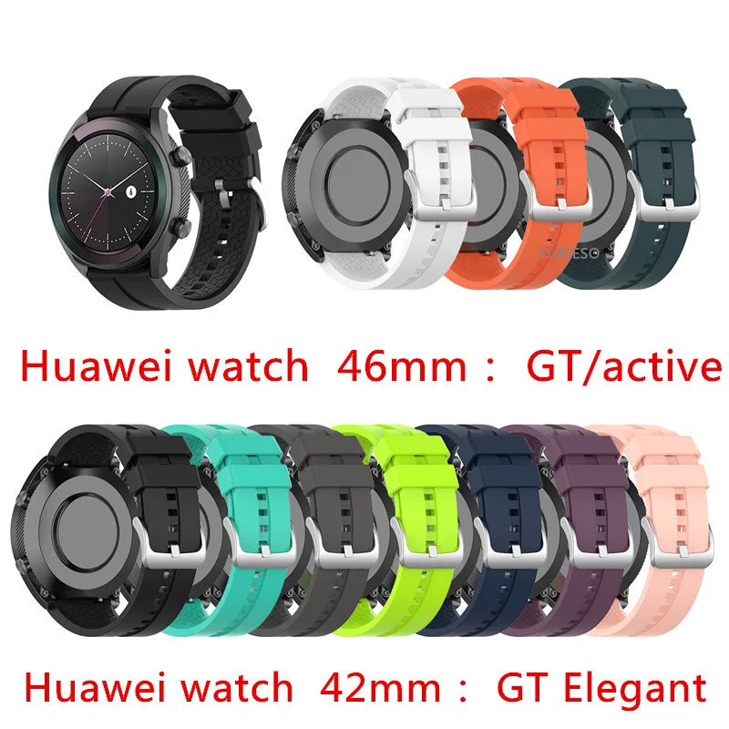 100 шт 20 мм 22 мм силиконовый ремешок для часов для Honor Magic/huawei watch GT acitve 46 мм ремешок для 42 мм GT Элегантный ремешок для часов