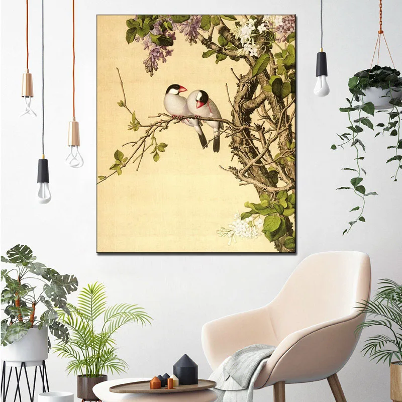 Китайский классический цветок и птица пейзаж Картина Печать на холсте природные