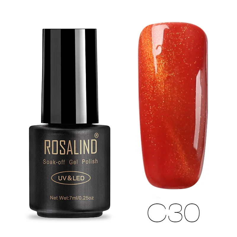 RAC30 ROSALIND 7 м лак для ногтей магнит кошачий глаз замочить от полу Vernis Перманентный голографический Блеск Гель lacuqer УФ светодиодный лак - Цвет: RAC30