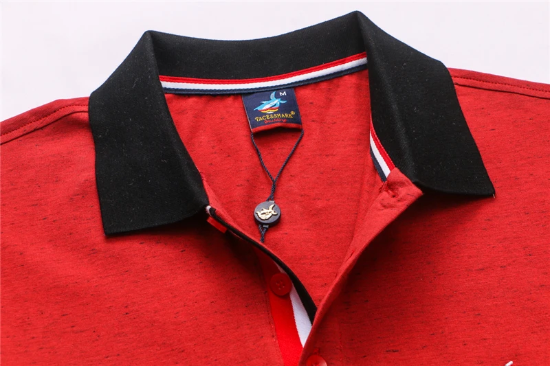 Бренд TACE& SHARK Camisa Masculina, модная мужская красная рубашка поло, деловая Повседневная однотонная мужская рубашка поло с коротким рукавом, Homme