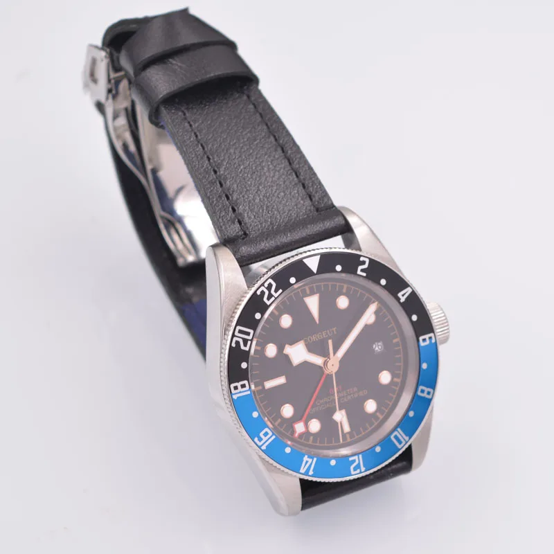 41 мм Corgeut синий и черный GMT мужские часы сапфировые автоматические механические часы
