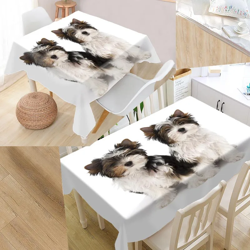 tablecloth Новое поступление на заказ водоотталкивающая скатерть йоркширского терьера из ткани Оксфорд прямоугольная скатерть для дома вечерние скатерти - Цвет: tablecloth
