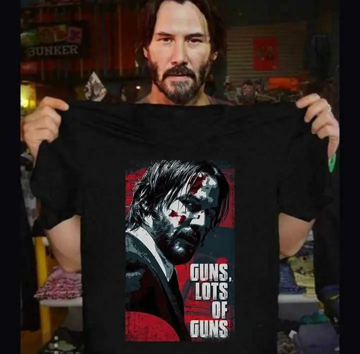 Мужская хлопковая футболка John Wick Keanu Reeves Guns Lots Of Gun lil uzi vert S 3XL 2019|Мужские футболки| |