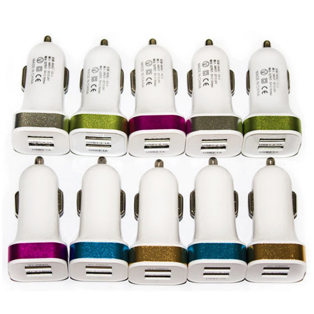 Двойной USB интерфейс Автомобильное зарядное устройство 2.1A/1A ABS для планшетного ПК