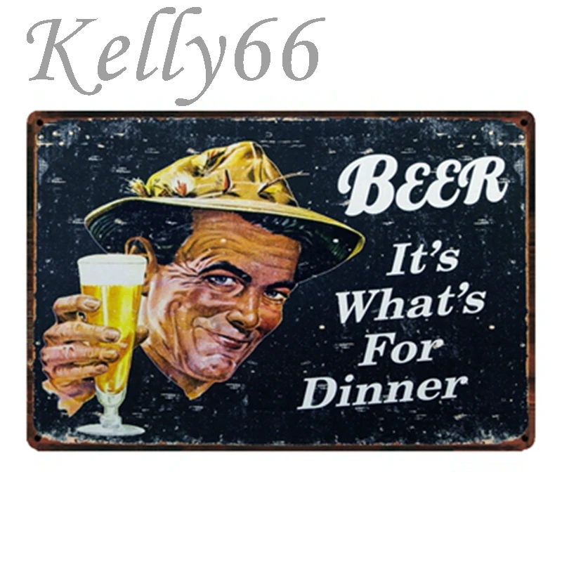 

[ Kelly66 ] Beer Dinner Vintage Metal Sign Tin Poster Home Decor Bar Wall Art Painting 20*30 CM Size y-1399
