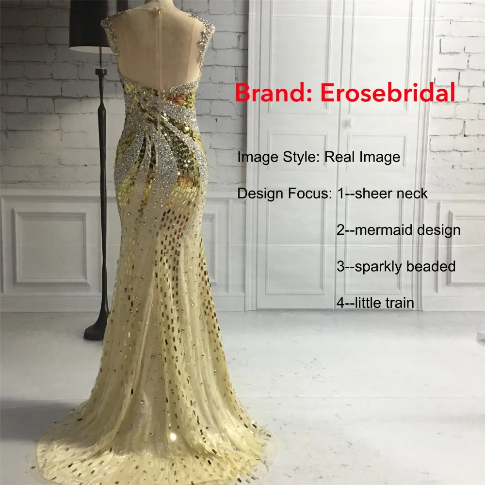 Женское блестящее вечернее платье со шлейфом Erosebridal синее длинное с блестками