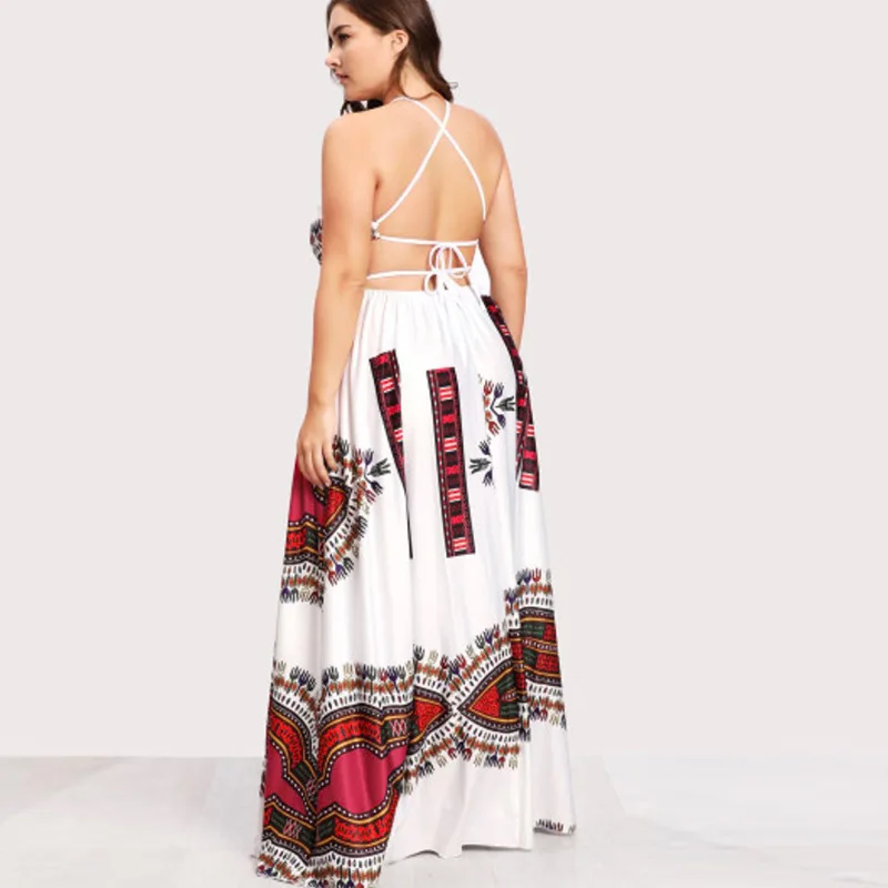 2018 Новый модный стиль африканских женщин печать плюс размер платье XL