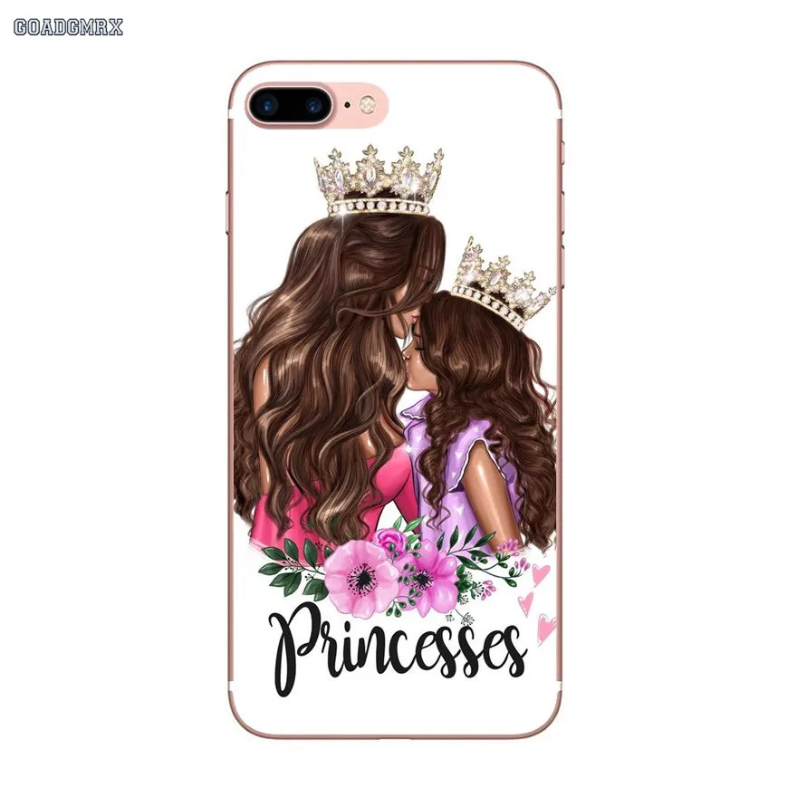 Мягкий чехол с коричневыми волосами для мамы и дочки королева Huawei GR3 2017 Mate 20 P30 Honor