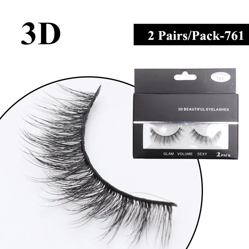 

3D False Eyelashes Long Lasting Lashes Natural Lightweight Eyelashes with Retail Packaging 2 Pairs/Pack