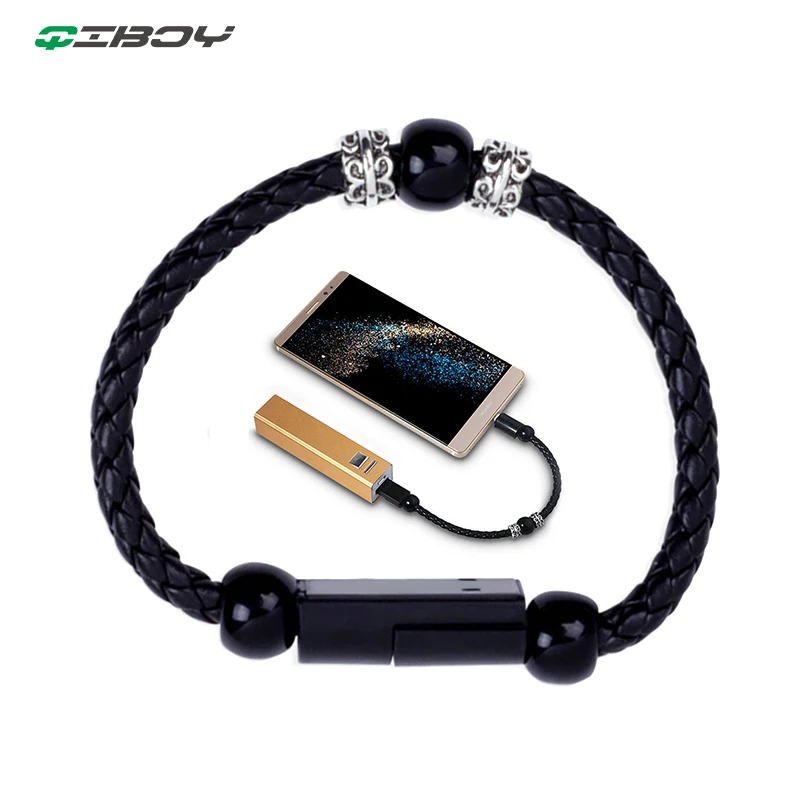 Кожаный браслет зарядное устройство USB кабель Быстрая зарядка провод данных для iPhone 6 Тип C Micro Android телефон