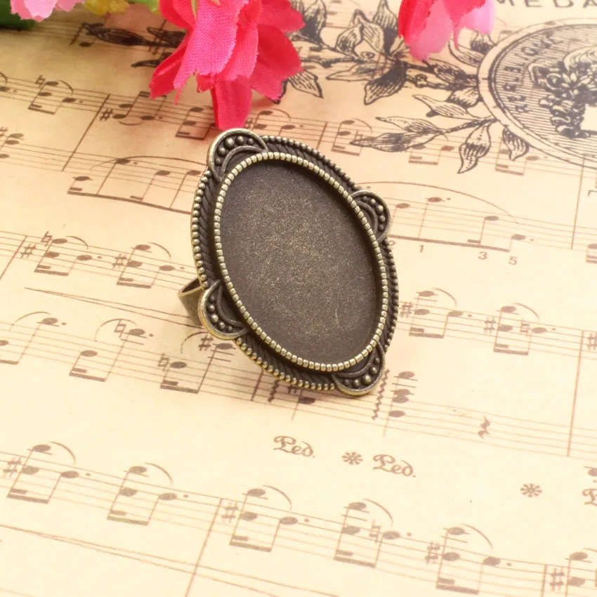 Fit 18x25mm Cabochons Mixed adjust Ring Metal Oval Blank Setting Bezel Cabochon Base For DIY 10pcs/lot K05270 | Украшения и