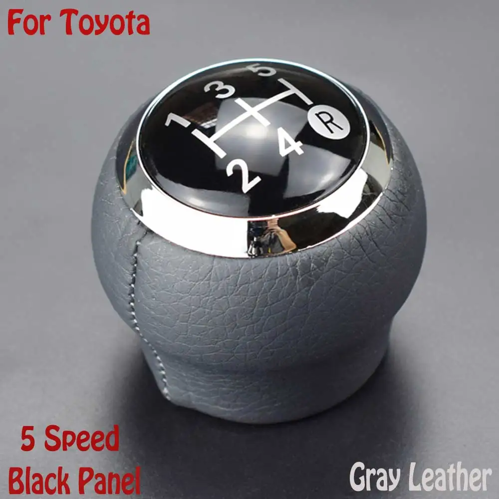 5 Black-gray leather Для Toyota Corolla 1,8 mt Verso Yaris 2007-2009 2010-2013 Рычажная ручка головка шаровая черная/серая кожа авто ручная ручка переключения передач - Название цвета: 5 Black-gray leather