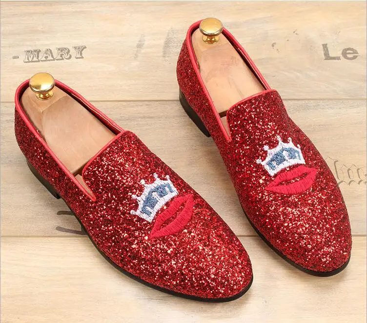 

Bling Man Dress Shoes Oxfords Round Toe Driving Shoes Spring Autumn Casual Flats Bling Male Sneakers Flats Mules Shoes