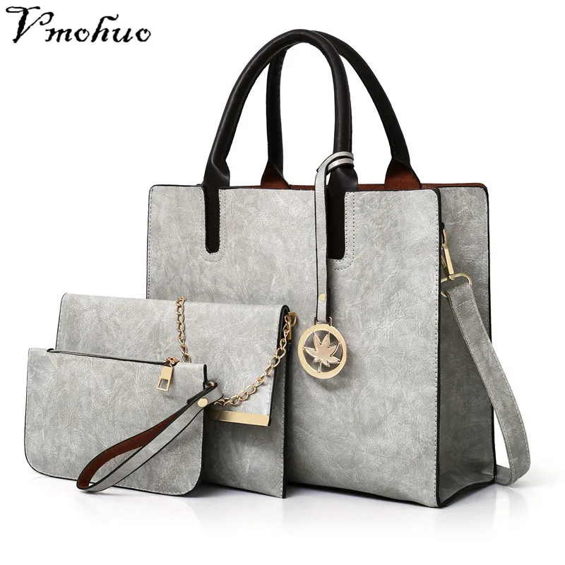 VMOHUO 3pcs/set Leather Handbag Women Bags Set Large Tote Ladies Shoulder Bag Messenger Purse Sac a Main | Багаж и сумки