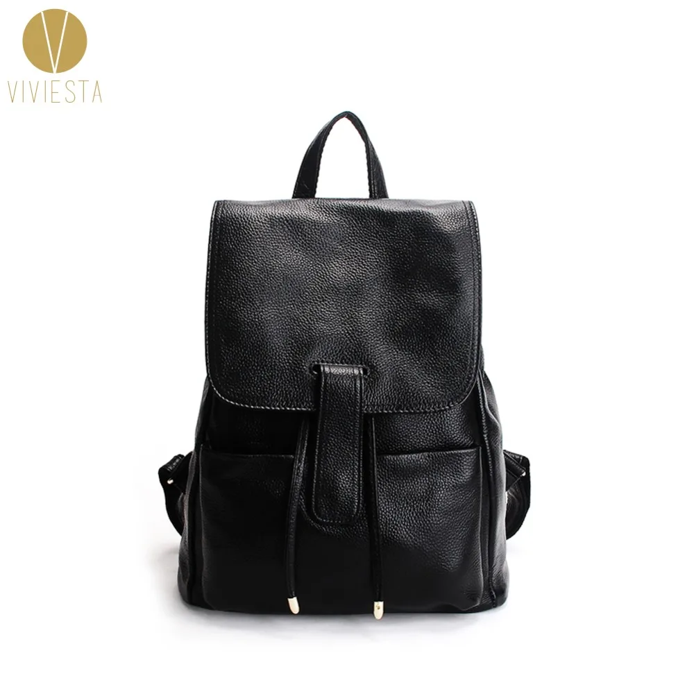 Рюкзак из натуральной кожи с крючками для женщин и мужчин модный минималистичный