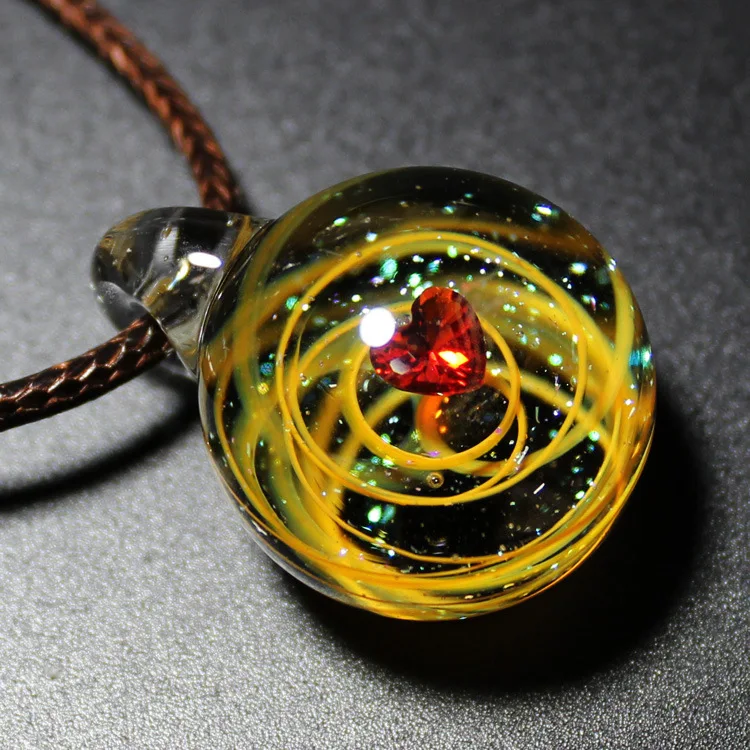 Женское ожерелье с подвеской из стеклянных шариков на солнечной системе подарок