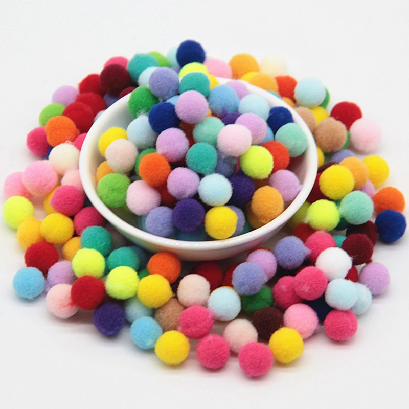 10mm Mix pompom 10 мм Разноцветные помпоны, мягкие круглые пушистые Помпоны, помпоны для детского сада, игрушки для рукоделия для детей, декоративные принадлежности, 100 шт - Цвет: 10mm Mix pompom