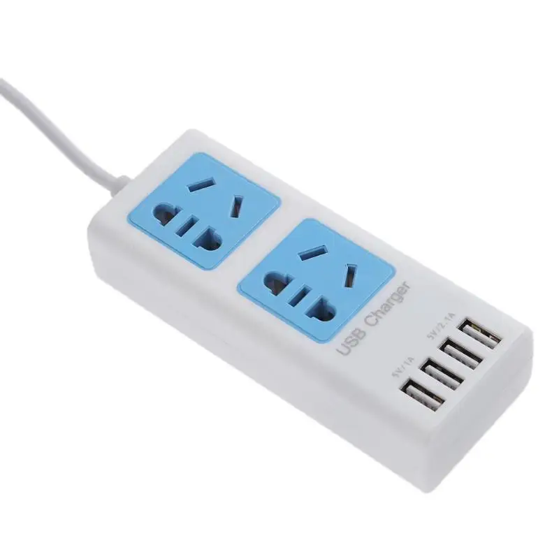 Быстрая зарядка 4 Порты USB Зарядное устройство 5V 2.1A Универсальный USB Мощность полосы Портативный Путешествия адаптер кабель удлинитель розетка