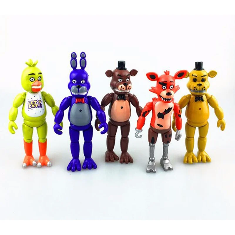 1 5 шт./компл. FNAF Фредди Аниме фигурки виниловая кукла 14 см ПВХ светодиодный светильник пять ночей у лисица Фредди игрушки Nendoroid - Цвет: 1