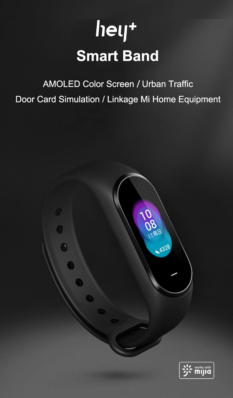 Xiaomi Hey Plus Smartband копировальная машина 0,95 дюймов AMOLED цветной экран встроенный многофункциональный NFC монитор сердечного ритма Hey+ Band