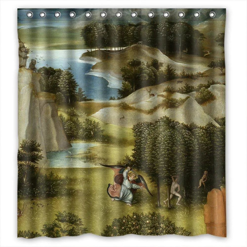 Полиэстер занавески для душа из Босха живопись влюбленных муж отец мужа девочек.