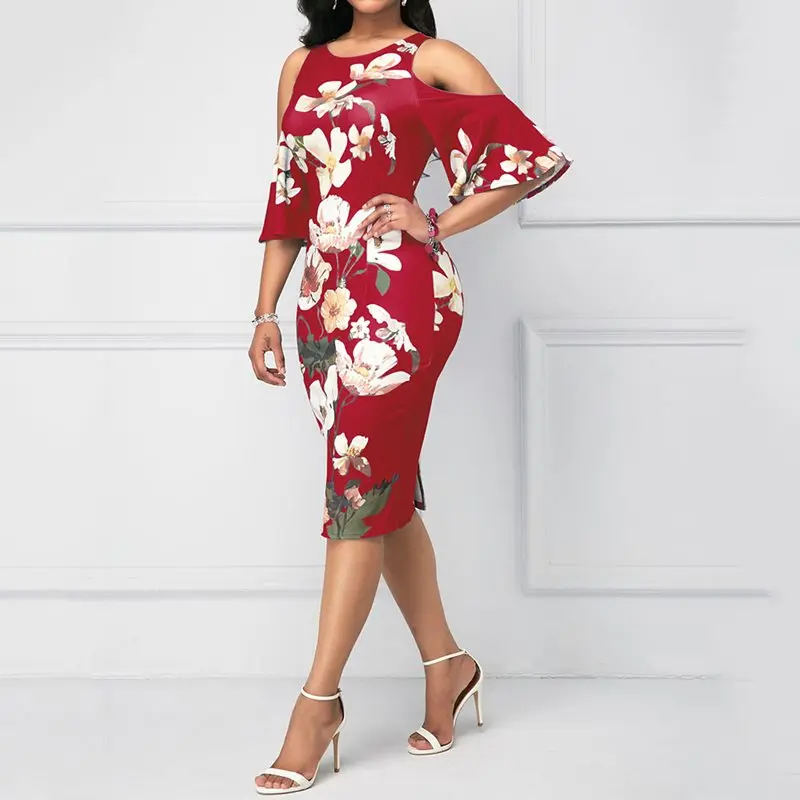 Сексуальное облегающее платье с открытыми плечами женское Элегантное синее