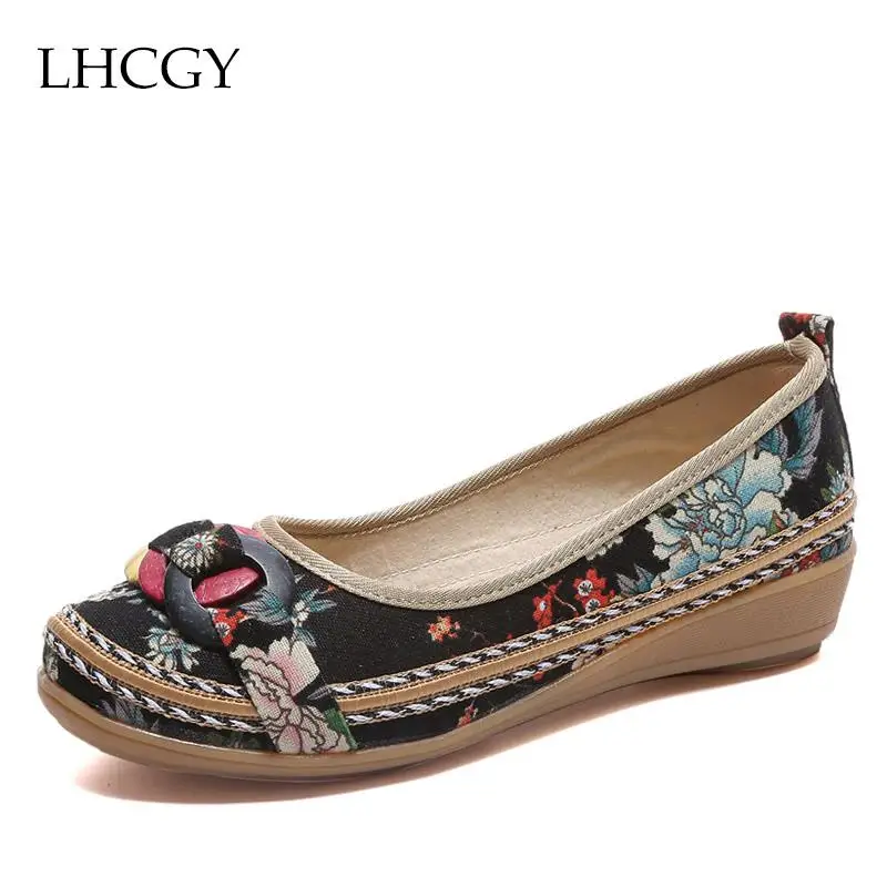 Женские туфли лодочки на танкетке повседневная обувь среднем каблуке