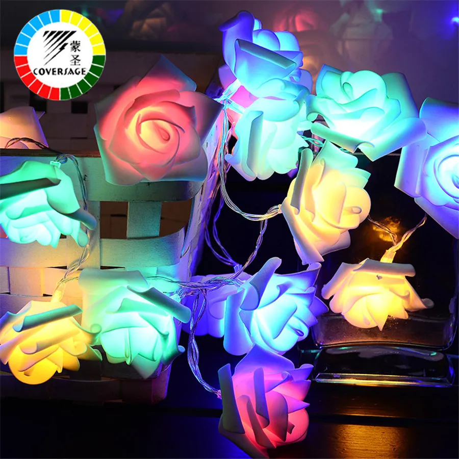 Coversage Фея огни строки 10 шт. розы свадебный Garden Party красочные рождественские крытый