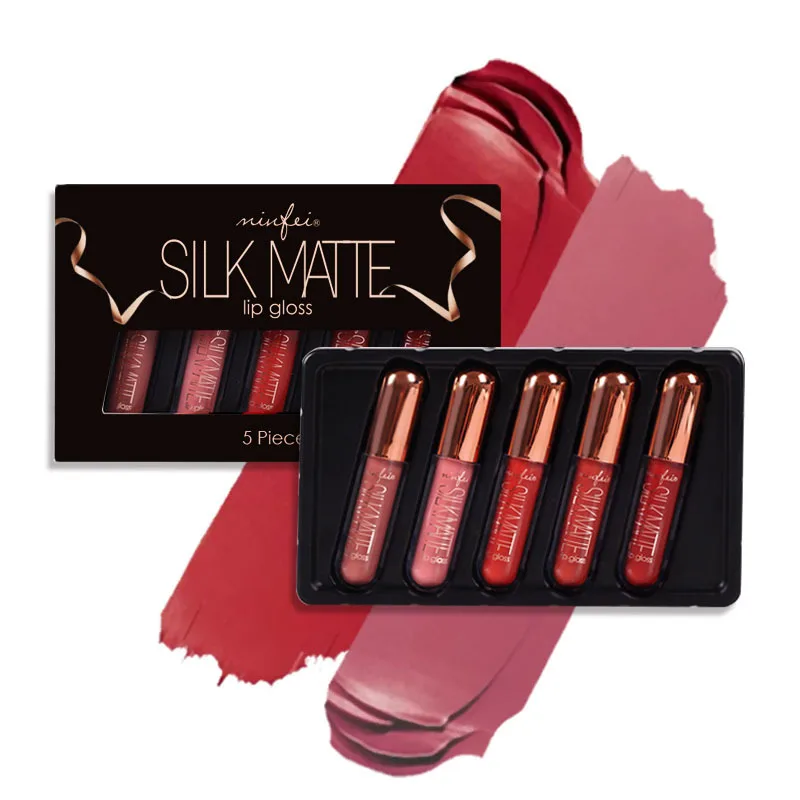 Новый бренд Ультра Матовый вельветовый блеск для губ 5 шт. шелковые