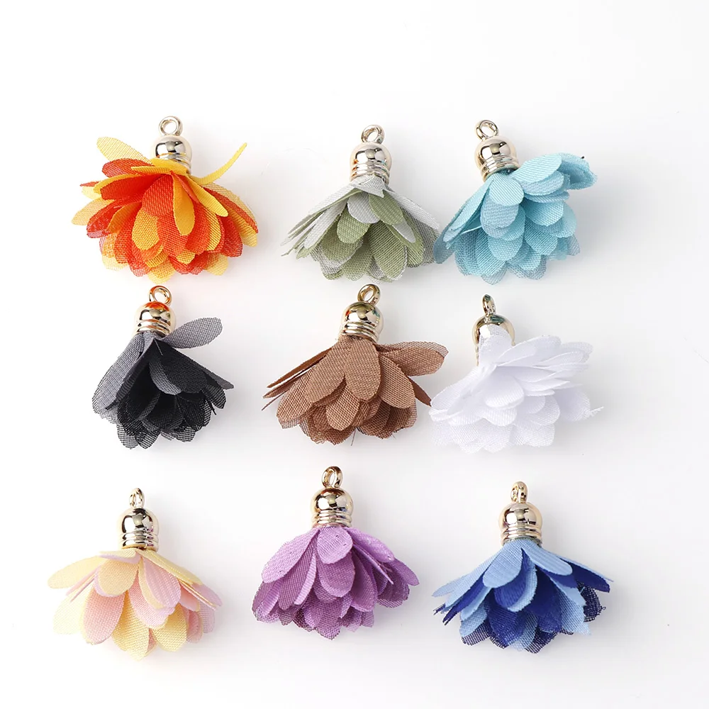 Модная разноцветная шелковая кисточка с подвеской в виде цветка 10 шт./лот для