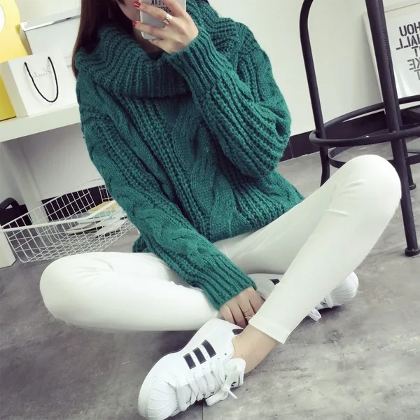 2019 new women's spring autumn winter thicken turtleneck pullover knitted sweaters women long slim sweater | Женская одежда