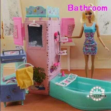 Фото Подлинные аксессуары для Барби 1/6 bjd кукла Ванна Душ мебель дома детская игрушка