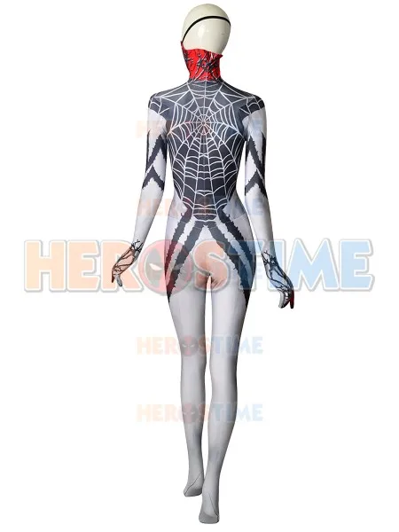 Шелковый костюм паук Venom Symbiote Silk Cindy Moon боди с 3D принтом из лайкры для женщин
