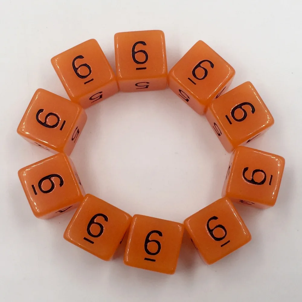 Набор кубиков Rollooo 10 светится в темноте D6 D &amp