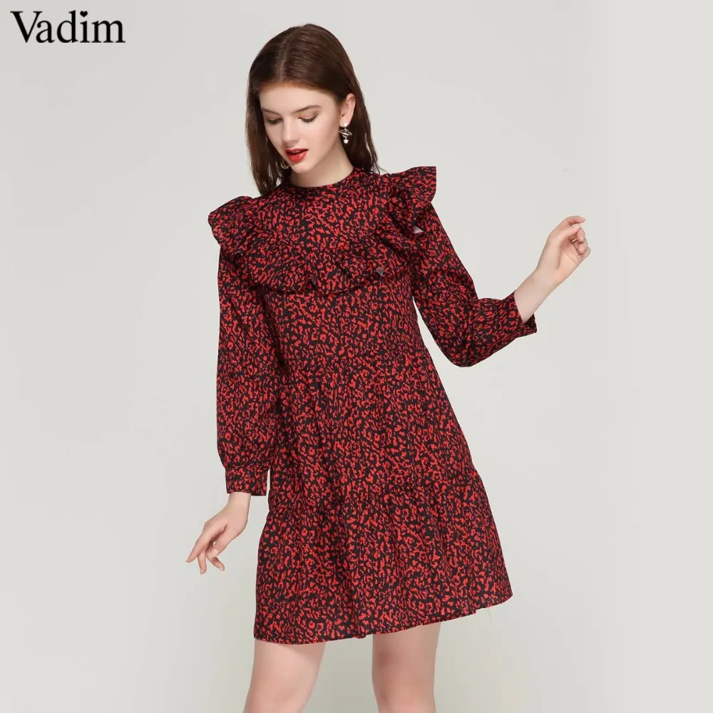 Женское леопардовое платье Vadim винтажное плиссированное с длинным рукавом и