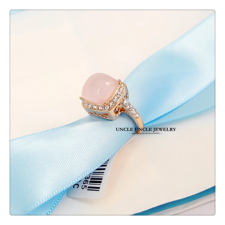 Милое розовое золото высокое качество розовый опал стразы инкрустация ретро