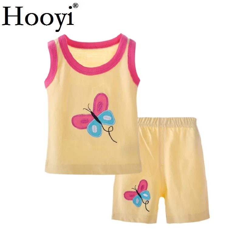 1 Hooyi/комплект одежды для новорожденных, летняя майка и шорты для маленьких мальчиков штаны для девочек, комплект одежды из 2 предметов топ на бретелях, хлопковый жилет От 0 до 3 лет - Цвет: 1