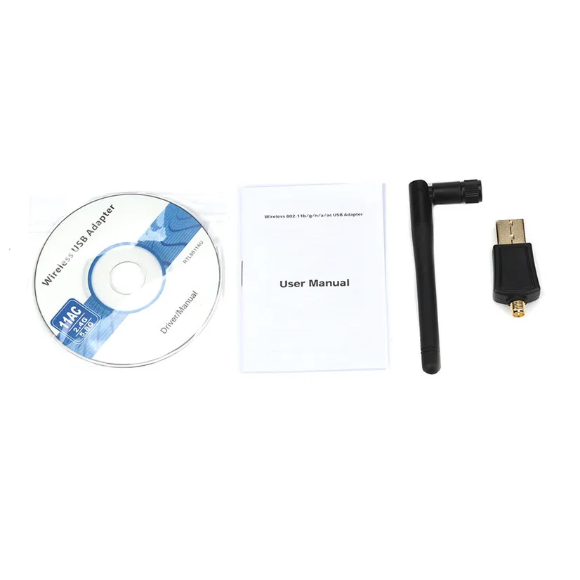 Factory price 600 Mbps Dual Band 2.4/5Ghz Wireless USB WiFi Network Adapter 802.11AC w/Antenna J09T|network adapter|wifi network adapteradapter