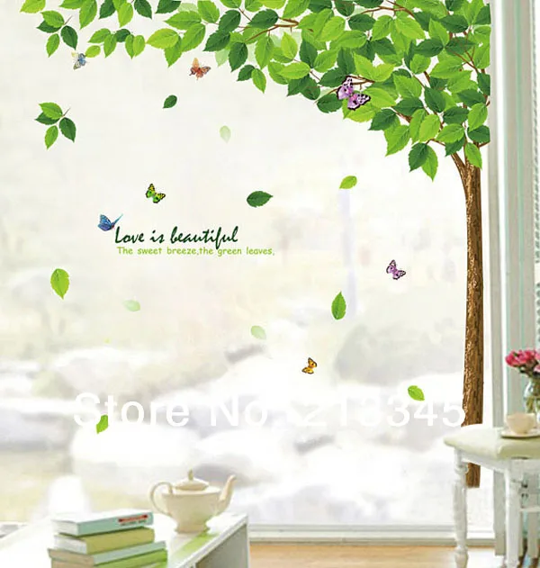 [Fundecor] 165X120cm большие зеленые растения Деревья настенные наклейки художественный