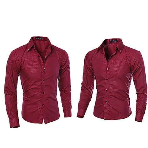 Мужская модная темно полосатая деловая облегающая Повседневная рубашка с