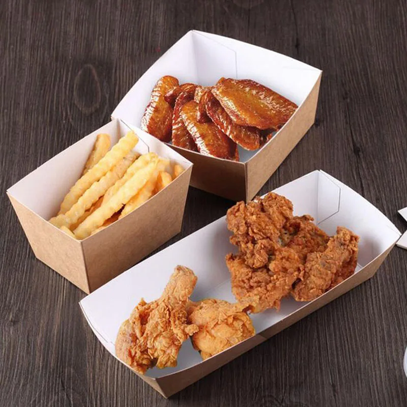 600 шт./лот одноразовая крафт бумага чашка для картофеля фри Экологичная жареная