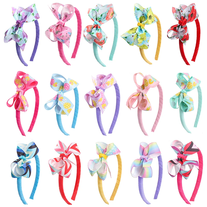 

Fashion Print Bowknot Girls Children Headband Flower Cute Cartoon Wedding Hair Accessories Kids