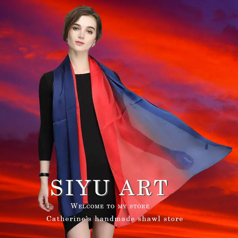 SIYU ART шелковые шарфы с эффектом &quotомбре&quot для женщин Дамские шали высшего