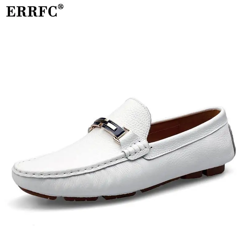 

ERRFC/лаконичные мужские белые лоферы; модные дизайнерские мужские слипоны с металлическим украшением; обувь для вождения; черные мокасины; ...