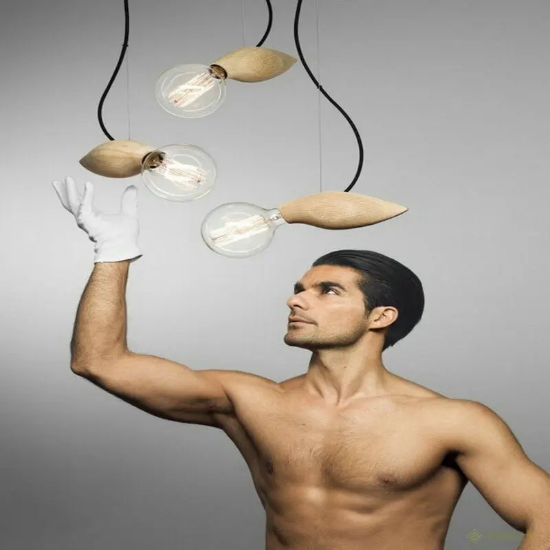 Подвесной светильник в винтажном стиле с деревянной рыбкой подвесной лофт