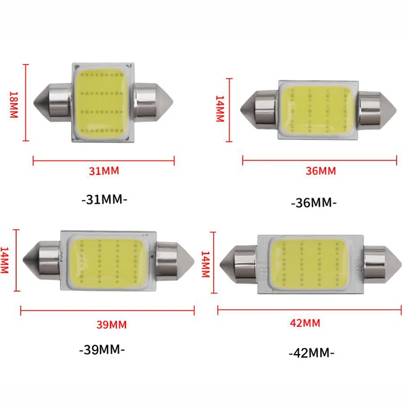 4 шт. гирлянда 31 мм 36 39 41 Автомобильный COB DC12V интерьерные автомобильные
